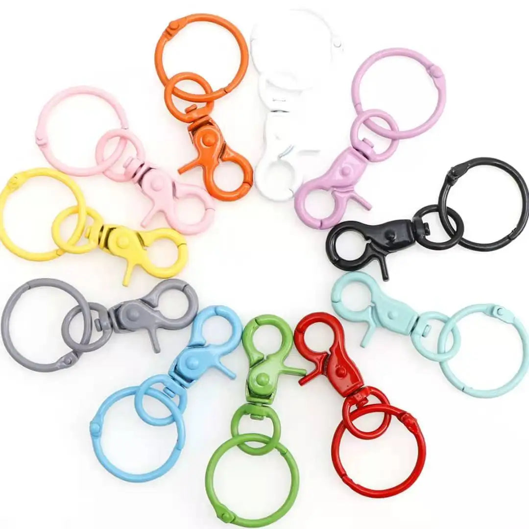 Wholesale Enamel Clasp Clip Hook Candy Colorful Metal Lacquered Spring Buckle Snap Hook for Bags Keychains