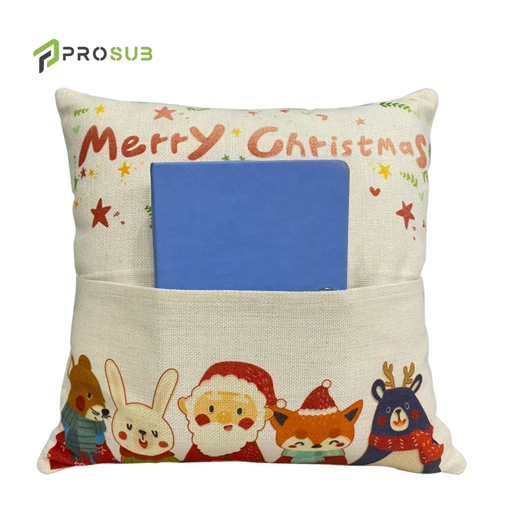 Prosub 16*16in White Sublimation Pillow Case Blanks With Pocket Book Cushion Cover Linen Throw Pillows Sublimation Pillow Cover