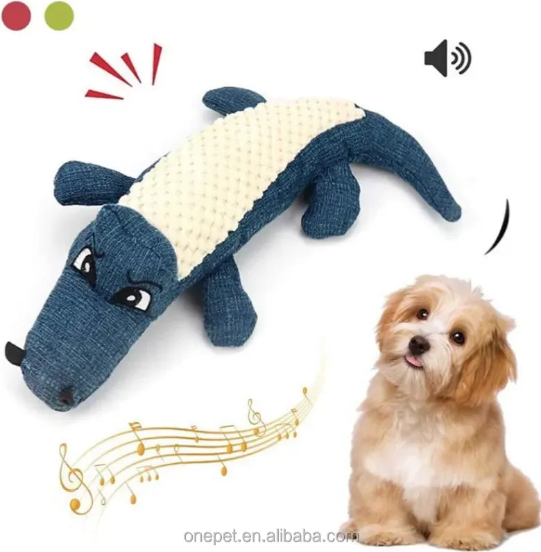 Factory Manufacturer's New Design Lifelike Crocodile Dog Plush Toy Squeaky Pet Bite Molar Toy Made of Cotton and Linen