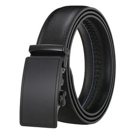 LQbelt Black Men's Automatic Buckle Leather Belts for Men Ratchet Belt Russian Market Custom LOGO Wholesale Stock Factory