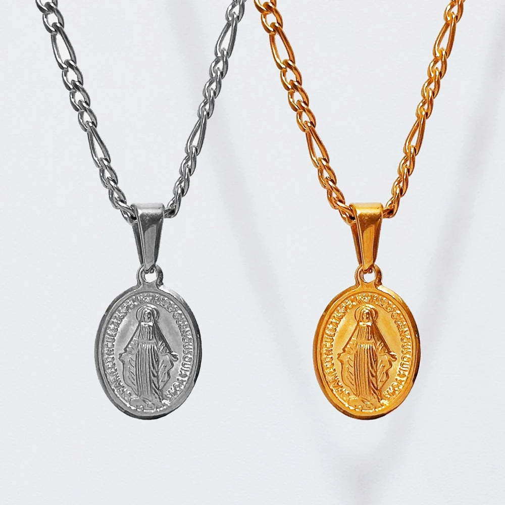 Vintage Virgin Mary Pendant Jewelry Making Suppliers Hot Fashion Our Lady of Guadalupe Religious Charm Pendant Necklace