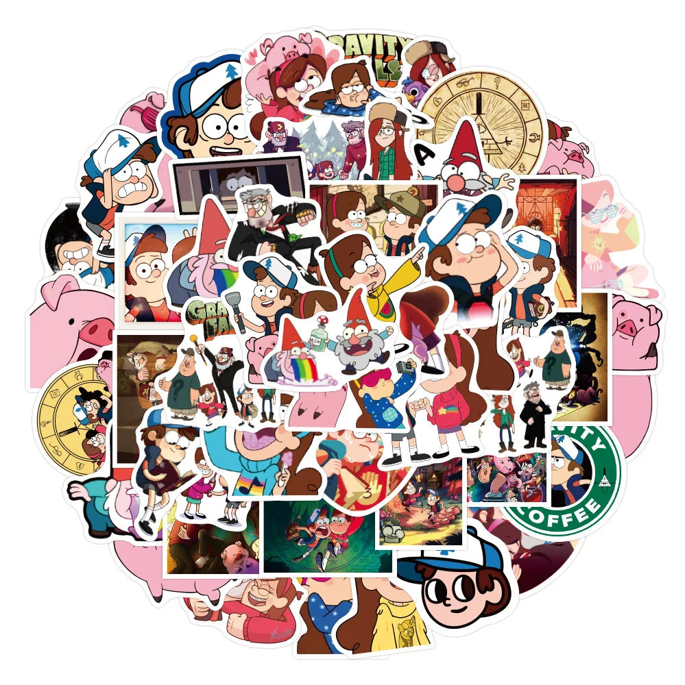 50PCS Anime Gravity Falls Cute Funny Cartoon Sticker for Kids Skateboard Toy Decoration
