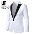 Cheap OEM Men's Patchwork Business Blazer - Single Button Long Sleeve Suit Jacket (Office/Formal Wear)