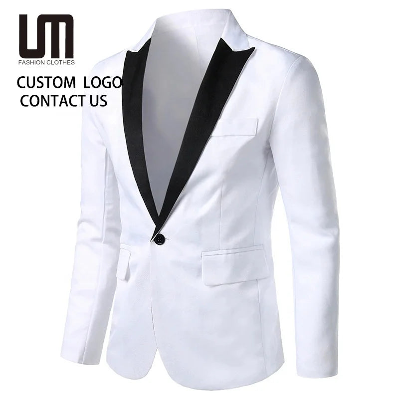 Cheap OEM Men's Patchwork Business Blazer - Single Button Long Sleeve Suit Jacket (Office/Formal Wear)