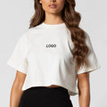 L230469 Factory Summer Cotton Low Crew Neck Clothing Custom Logo Short Sleeves Tank Top Crop Top Women T Shirts Casual Print