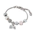 Luxury Charm Bead Crystal Flower Heart Bracelets Metal Bangles Pulsera Punk Rose Gold Zirconia Bracelet Jewelry for Women