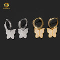 New Arrival Fashion Butterfly Charm Drop Earring VVS Moissanite Diamond 925 Silver Hoop Earrings