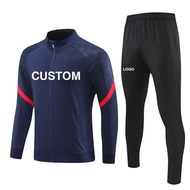 New Design Blank Soccer Club Training Tracksuit Fitted Sweatsuit Soccer Tracksuit Football Men Football Team Full Zip Suit