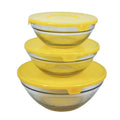 Free Sample Wholesale 5pcs Glass Mixing Bowl Set Dinnerware Sets Fruit Salad Food Containers Serving Bowls with Plastic Lids