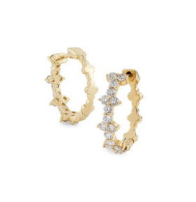 Fashion 18K Gold Plating Brass White CZ Flower Shaped Hoop Earring Jewelry for Lady's Women Jewelry Accessories