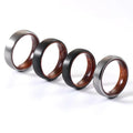 Certified Tungsten Ring 6mm Silver Black Plated Wedding Engagement Band Rose Wood Inner Dome Beveled Edges Comfort Fit Men Women