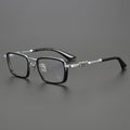 Acetate Titanium  Eye Glass Flat Rectangular Leopard Print Black Gold Designer Pen Reading Latest Glasses Frames for Girl Women