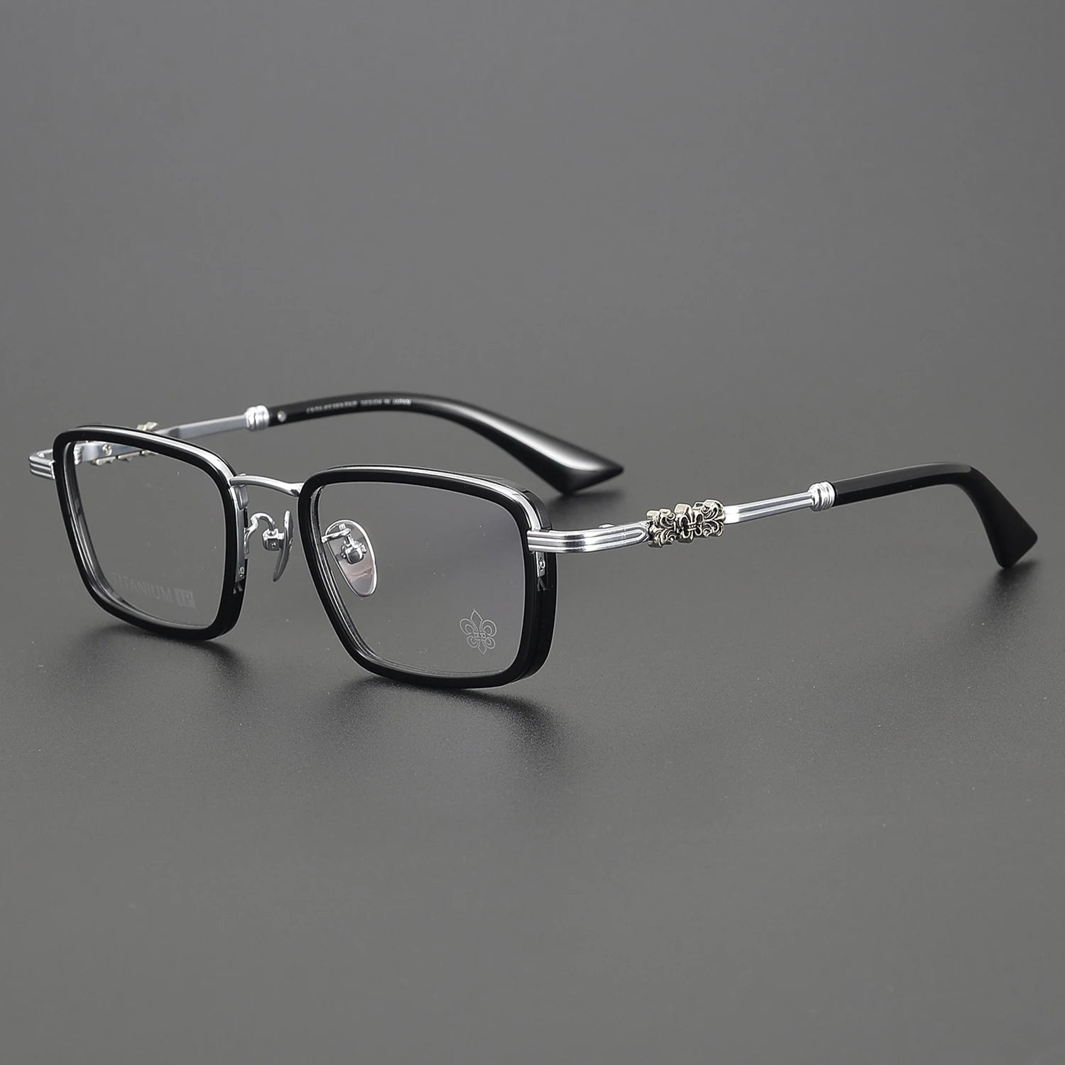 Acetate Titanium  Eye Glass Flat Rectangular Leopard Print Black Gold Designer Pen Reading Latest Glasses Frames for Girl Women