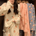 2025 New Winter Cartoon Pajama Set - Thickened Coral Flannel Homewear Cute Two-Piece Outfit for Women & Girls