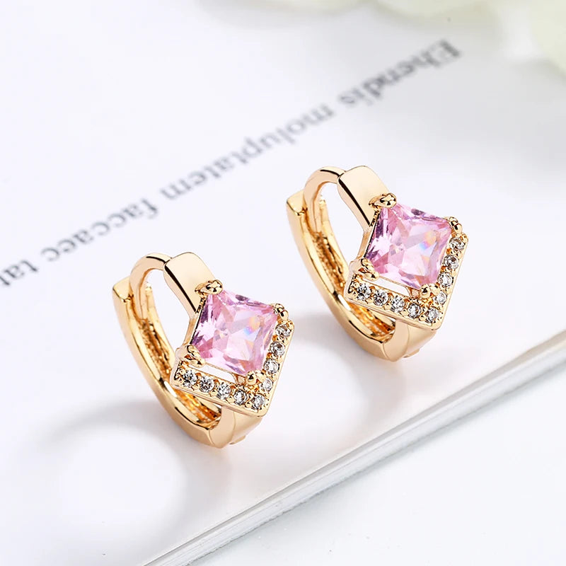 Bisuteria Al Por Mayor China Noble Pendiente Mujer Cubic Zirconia Cz Women Ear huggies Hoops Gold Plated Earrings