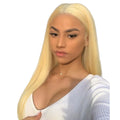 Wholesale 100 Virgin Brazilian Human Hair Lace Frontal Wigs Silky Straight 613 Blonde HD Transparent Lace Front Wig