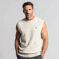 Men's Stylish Lambswool Sweater Comfortable Smart-Casual Crew-Neck Vest with Embroidered Logo Soft Knitted Weave