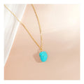 Bulk in Stock Single Natural Turquoise Necklace for Women S925 Sterling Silver Collar Chain