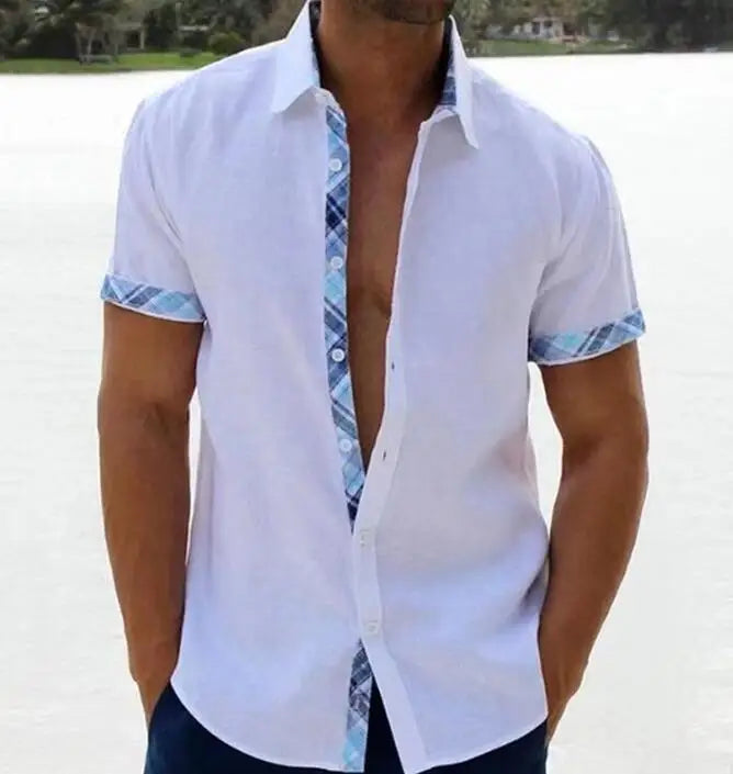 Hawaiian Beach Vacation Shirt Short Sleeved Cardigan Shirt Men's Casual Lapel Collar Shirt Size S-3XL