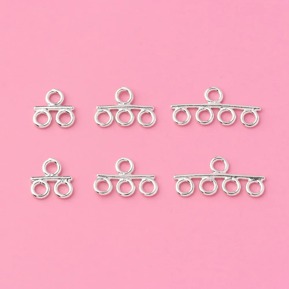Bezel Setting Pearl Four Ring Empty Bracket Clasp 925 Sterling Silver Jewelry Making Accessories
