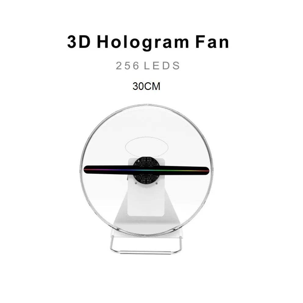 Rechargeable Desk Top Spinning Display Led Holographic Projector 3D Hologram LED Fan 30cm