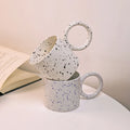 Korean Ins Big Round Handle Splash Ink Ceramic Mug Breakfast Coffee Cup