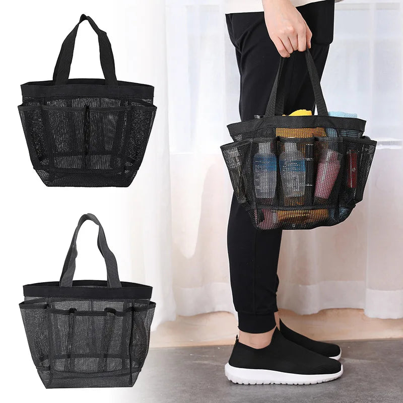 Factory Price Mesh Beach Bag Waterproof Shower Cosmetic Pouch Makeup Organizer Travel Home Organization Handbags Storage Bags