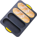 Silicone Baguette Pan Nonstick French Bread Mold Perforated Pan 4 Wave Loaves Baking Liners Mat Oven Toaster Loaf BakingTray