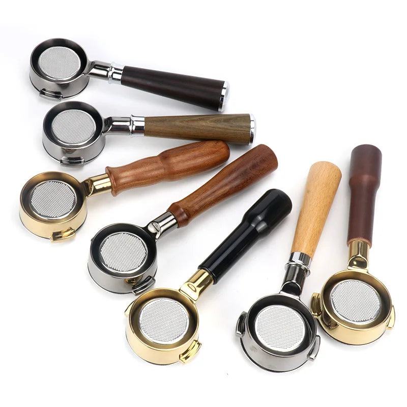 Espresso Coffee Machine Tools 58mm Bottomless E61 Double Ear Aluminium Alloy Coffee Portafilter With Beech Handle