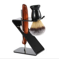 Mens Gift Shaving Razor and Brush Set Black Acrylic Shaving Brush & Straight Razor Stand Holder