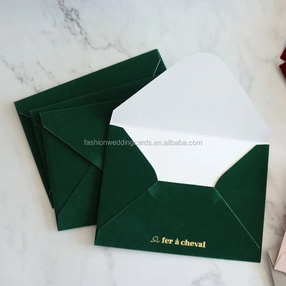 Hot Sale Fancy Handmade Special Velvet Envelopes for Wedding Invitation Cards and Customized Suede Envelopes with logo