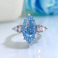 Topaz Blue Cat's Eye Heart-shaped Zircon Wedding Ring for Women