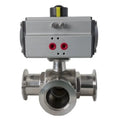 GOGO Vacuum Three-way Ball Valve Sanitary Float Ball Valve T Type L Type KF40 KF50 Q684/5F-16P Stainless Steel Pneumatic Ball Valve