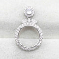 Sterling Silver 14mm/16mm Semi Mount Pendant Empty Frame Blank Support Setting S925 Base Hold Without Center Stone for DIY Inlay