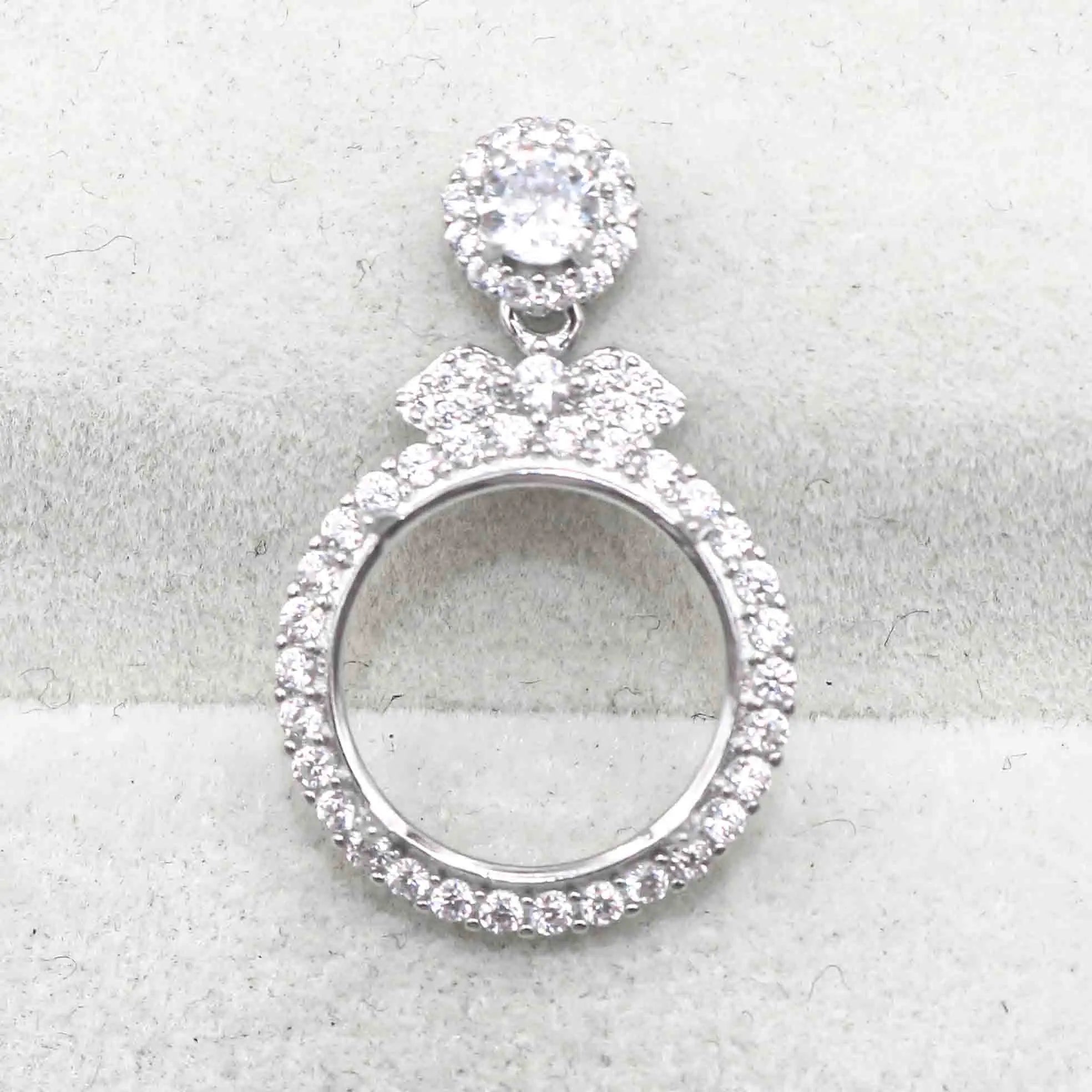 Sterling Silver 14mm/16mm Semi Mount Pendant Empty Frame Blank Support Setting S925 Base Hold Without Center Stone for DIY Inlay