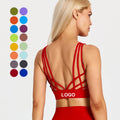 Wholesale 34 Colors S-XL Solid Color Workout Tops Women Beauty Back Shockproof Athletic Outdoor Tops Quick Sport Bra Top Fitness