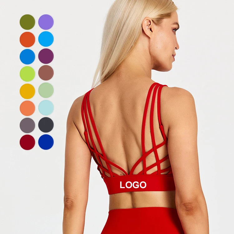 Wholesale 34 Colors S-XL Solid Color Workout Tops Women Beauty Back Shockproof Athletic Outdoor Tops Quick Sport Bra Top Fitness