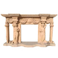 Luxury Style Natural Beige Marble Insert Fireplace Indoor Fancy Big Stone Application for Villas