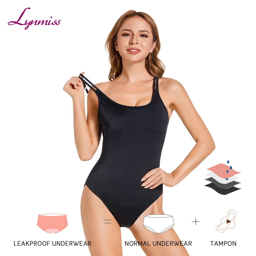 LYNMISS Women Period Swimsuit Bikini 4 Layer Leak Proof Menstrual Bathingsuits Beach Period Swimwear