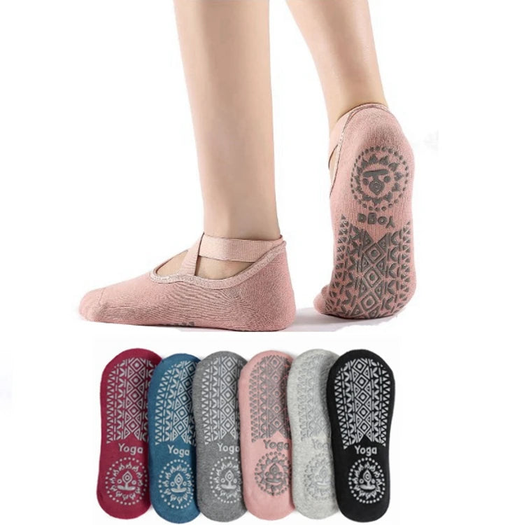 Anti Slip Gel Grips Pilates Women Ballet Solid Athletic Terry Ankle Custom Label Ladies Sports Yoga Pink Socks