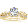 14K Pure Gold Color Lover Gift Jewelry Petite Twisted Vine Pave-Set Moissanite Diamond Ring Engagement Fashion Rings Set