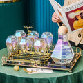 Luxury Elegant Colorful Shape Wooden Lid Household Tea Pitcher Glass Juice Water Kettle Jug Set