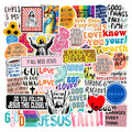 100Pcs Jesus Christian Letter Motivational Quotations Graffiti Sticker for Bottle Laptop Phone Custom Inspirational Label