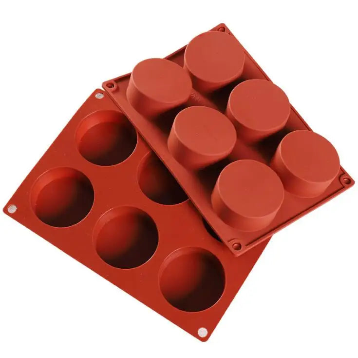 HY Silicone 6 Cavity Round Muffin Cupcake Cylinder Mold for Chocolate