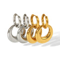 French Design 18K Gold Plated Stainless Steel PVD Water Resistant Geometric Trendy Double Use Handmade Polished Hollow Earrings