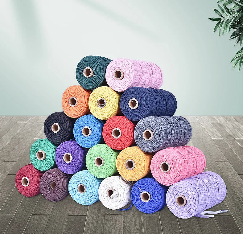 Charmkey Wholesale Polyester Cotton Recycle Cotton Rope Macrame Cord for Handwork DIY Craft 4mm Twisted Bag Cushion 100 Meters