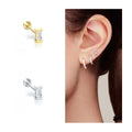 Fashion 925 Sterling Silver Rectangular Rectangle square Diamond Zircon Gold Plated Stud Earrings for Women