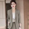 Summer Thin Style 2024 New Style High-end Temperament Goddess Style Suit Set Three-quarter Sleeve V-neck Button Suit Jacket