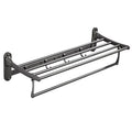 Gun Gray Towel Rack Stainless Steel Folding Towel Rack with Hook Bathroom Hardware Pendant Storage Wall Mounted Towel Rack