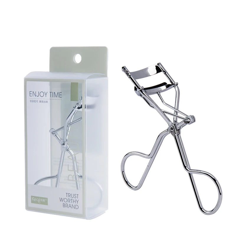 2023 Customized Silicone Strip PET Box Lasting Performance Ergonomic Handle Stainless Steel Silver Eyelash Curler for 3D Eyes